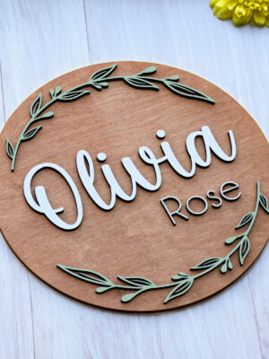 Olivia Rose Round Name Sign, Custom Name Sign for Nursery